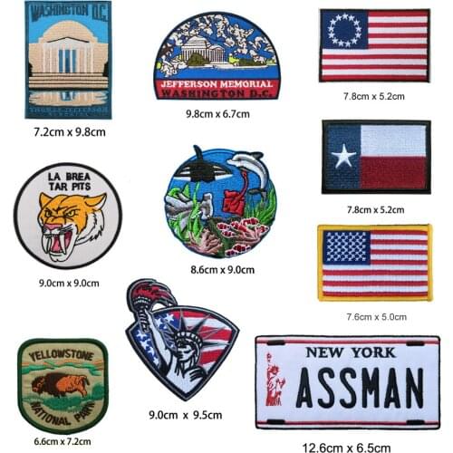 10 PCS US Series National Park Embroidered Iron On Patch, Flag Status Of Liberty Jacket Backpack Clothing Accessories DIY