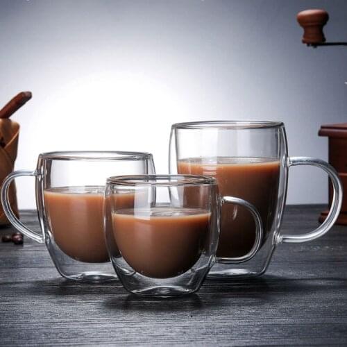 150-450ml Transparent glass coffee cup 4 size milk whiskey tea beer double creative heat resistant cocktail Vodka wine mug