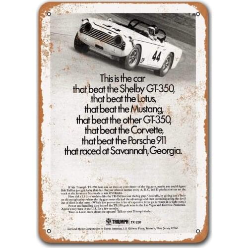 1968 Triumph TR-250 Tin Metal Signs Vintage Cars, Sisoso Plaques Poster Bar Man Cave Retro Wall Decor
