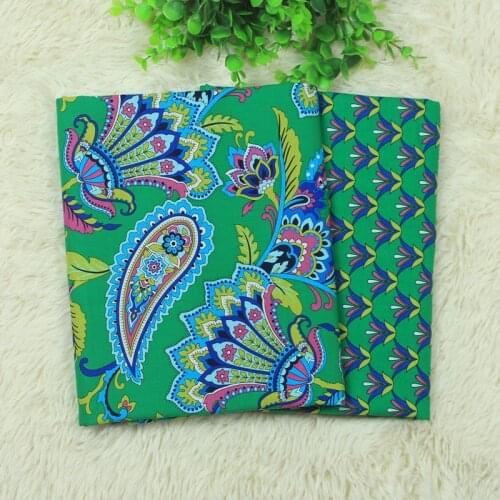 2 Pcs 50x150cm Green National style Cotton Fabric Baby/childrens Bedding Patchwork Cloth For Quilting Tissu Sewing Diy Material