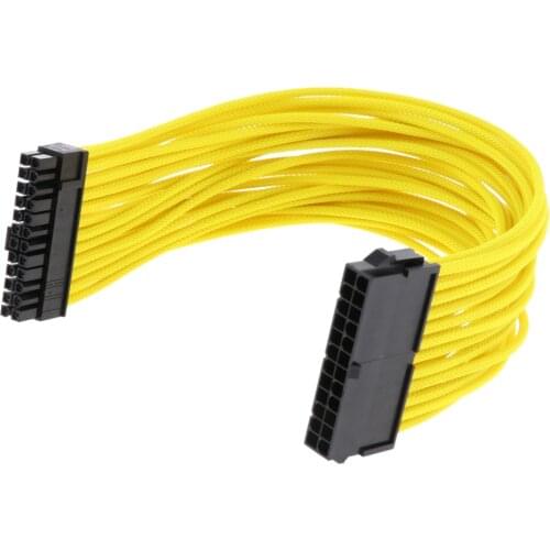 ATX 24-pin PSU PC Motherboard Power Supply Extension Cable Cable 30cm Yellow