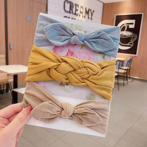 3Pcs/Set Nylon Elastic Baby Headband Bows Rabbit Ears Newborn Baby Girl Headbands Kids Headwear Girls Turban Hair Accessories
