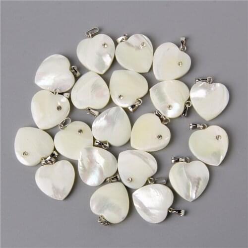 5/10PCS Natural White Heart Shell Necklace Pendant Diy Accessories Supplies Jewelry Findings Mother of Pearl Shell Wholesale