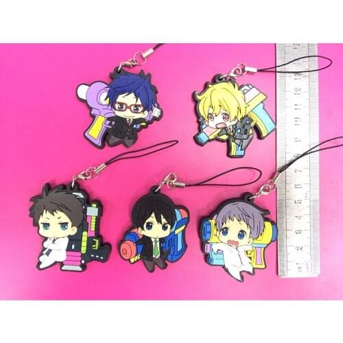 5pcs/lot Japanese anime figure High Speed! -Free! Starting Days rubber Silicone sweet smell mobile phone charms key chain strap