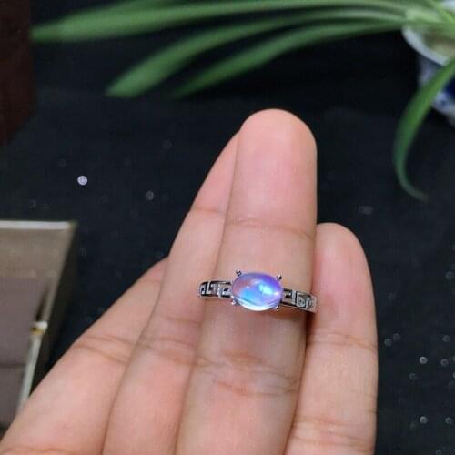 925 Silver Jewelry Natural Moonstone Ring Luxury Fashion Party Simple Generous Ring Gift Drop Shipping