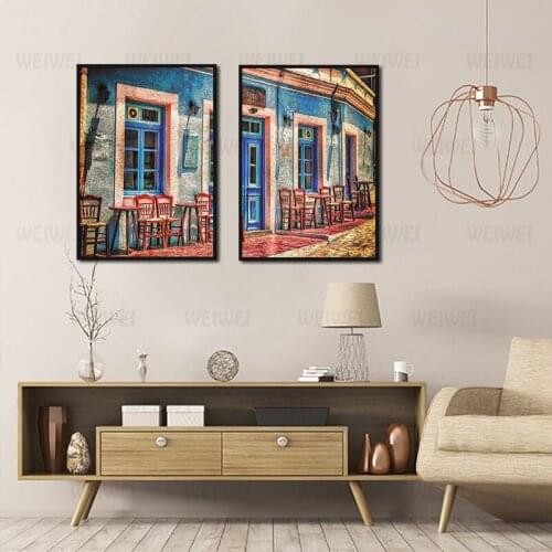 Abstract Still Life Canvas Painting Windows and Chairs Poster Retro Ballerina Home Decoration Wall Art Home Decoration Wall Art