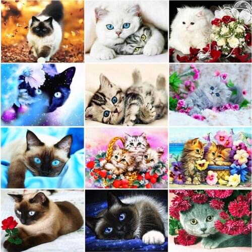 Diamond Painting "Cat" Animal 5D DIY Full Square Diamond Embroidery Kit Cross Stitch Home Decoration Mosaic Picture Holiday Gift