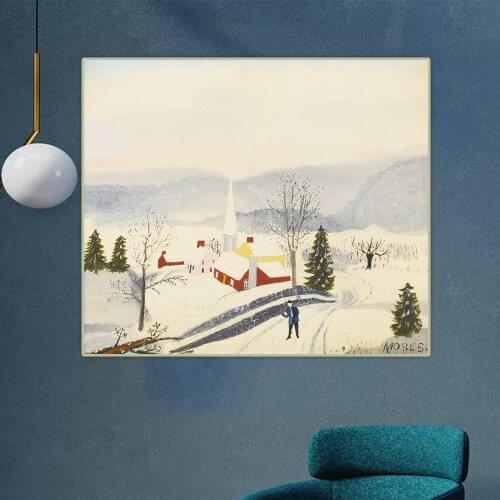Anna Mary Robertson Grandma Moses《Its Winter in the Valley, 1942》Canvas Oil Painting Aesthetic Picture Decor Home Decoration