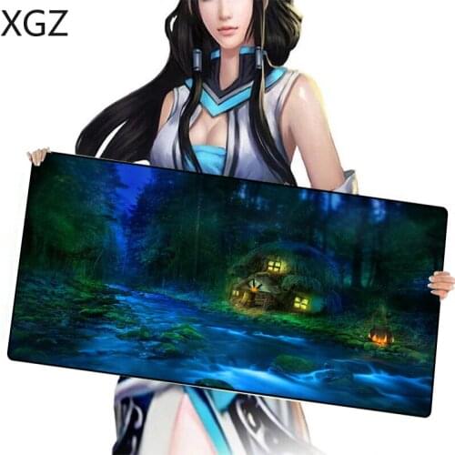XGZ Customized Large Mouse Pad Black Lock-edge Anime World Night HD Computer Desk Speed Natural Rubber Non-slip Coasters