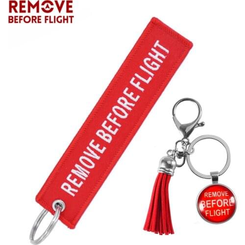 Remove Before Flight Keychain for Bags llavero Mixed 2 PCS Key Chain Jewelry Embroidery Tag Aviation Gifts Sleutelhanger Keyring