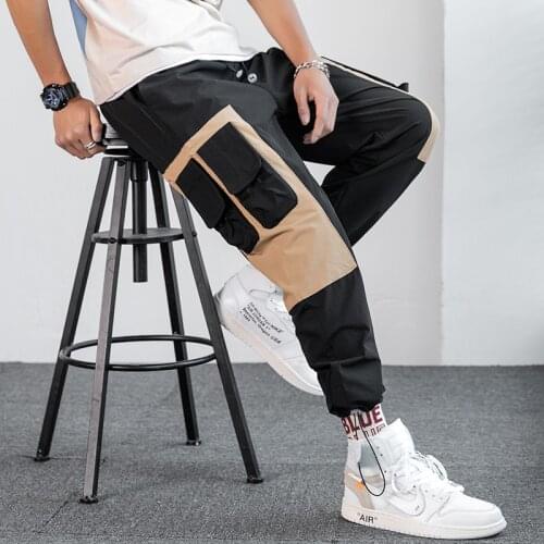 2020 Hip Hop Boy Multi-pocket Elastic Waist Design Harem Pant Men Streetwear Punk Casual Trousers Jogger Male Pant
