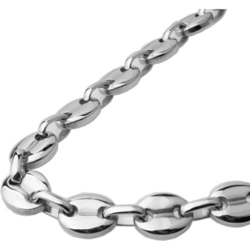 7/9/11mmWide Fashion Jewelry Silver Color Polished Stainless Steel Mens Womens Coffee Beans Chain Necklace Or Bracelet 7-40" Hot