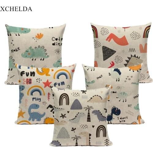 Cushion Cover Nordic Style Cute Dinosaur Decorative throw Pillow Case 45*45 Modern Home Decoration Sofa 40x40 Linen Pillowcase