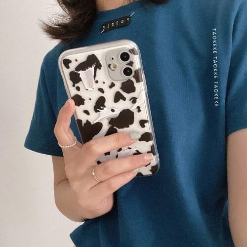 Retro milk cow print art kawaii Japanese Phone Case for apple iPhone 11 12 Pro Max Xr Xs Max 7 8 Plus 7Plus case Cute Soft Cover