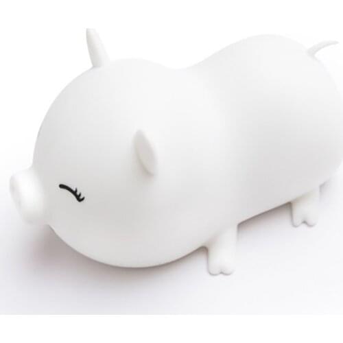 Kids Night Light Piggy LED Touch Control Nightlight Mood Lamp Portable USB Rechargeable Multi-Color Changing Bedroom Lamp
