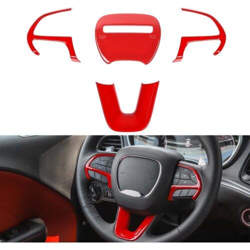 For Dodge Challenger 2015 Up Car Steering Wheel Decoration Bezel Cover Trim Styling Car Accessories