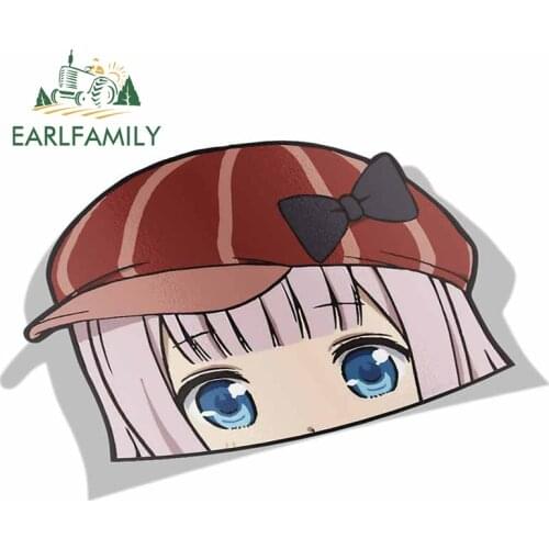 EARLFAMILY 13cm x 8.6cm Car Stickers for Chika Fujiwara Love Is War Peeker Peek Anime Vinyl JDM Window Trunk Laptop Wall Decal
