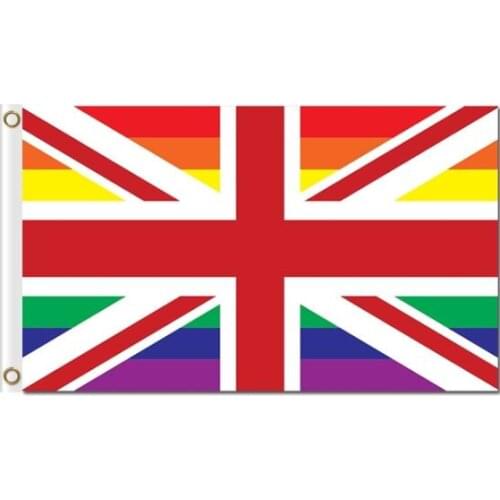 UK union rainbow 3x5ft polyester flags with pride banner flag 3X5FT 150X90CM brass metal holes custom flag