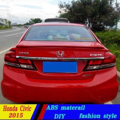 Use for honda civic spoiler 2015 civic lip spoiler High Quality ABS Material Car Rear Wing Primer Color Rear Spoiler for civic