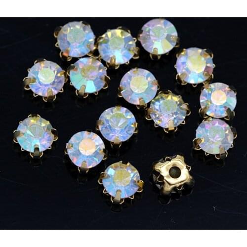 3/4/5/6/7/8/10mm AB Crystal Round Rhinestones Flatback With Claw Sew On diamanté Stone For Clothes Crafts Wedding Dress Trims