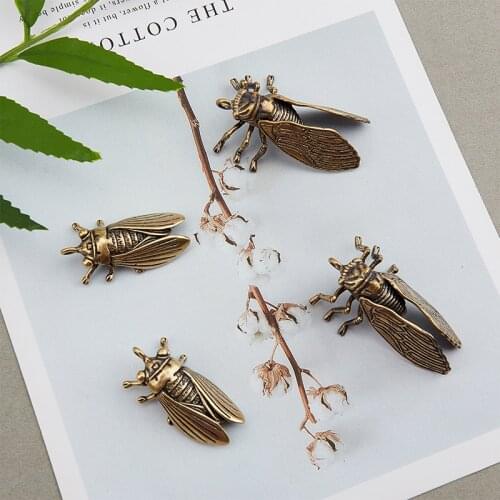 Brass Cicada Home Decoration Figurines Ornament Accessories Table Tea Pet Craft Office Desk Decorations Craft
