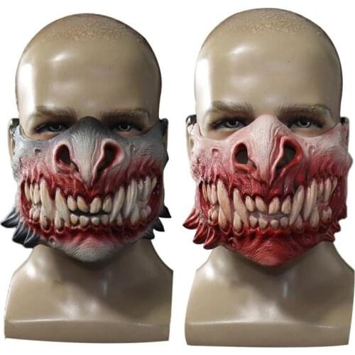 Halloween Teeth Half Face Mask Horror Mask Creepy Teeth Face Halloween Scary Cosplay Props Product Zombie Variation Accessories