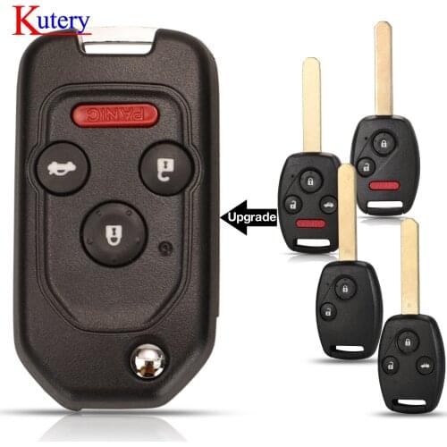 Kutery 10PCS Modified Remote Flip Car Key Shell Case For Honda fit Accord Civic 2006-2011 CRV 2018 Pilot with Button Pad
