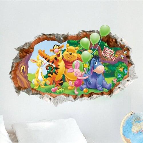 Cartoon Winnie Pooh 3d vivid Wall Stickers Height Measure For Kids Room Children Bedroom Decor Wall Decals Home Decor