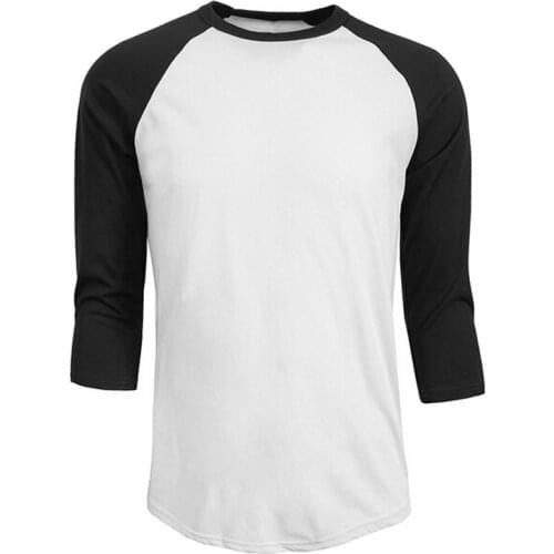 Mens 3/4 Sleeve Casual T Shirt Summer Design O-Neck Tops Patchwork Slim Fit Cotton T-shirt Streetwear Raglan Jersey Sweatshirt