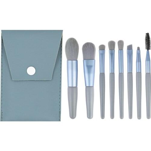 Blue 8 Pcs Mini Portable Soft Makeup Brushes Set Eye Shadow Foundation Powder Eyelash Lip Concealer Blush Make Up Brush Set D04