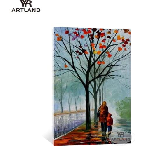 Beautiful scenery wall painting winter street landscape picture pure Handmade oil painting on canvas wall art poster for room