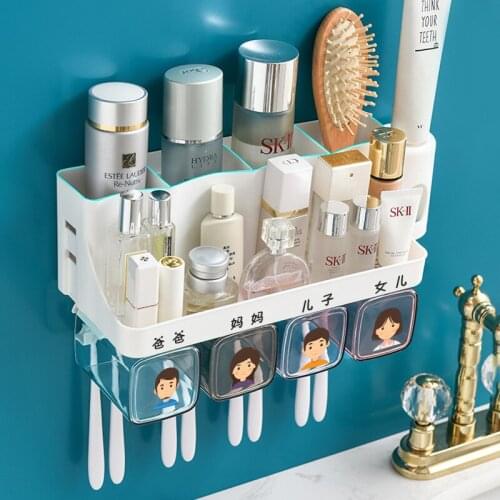 Bathroom Accessories Toothbrush Holder Automatic Toothpaste Dispenser Holder Wall Mount Rack Storage For Bathroom Home 4 Color