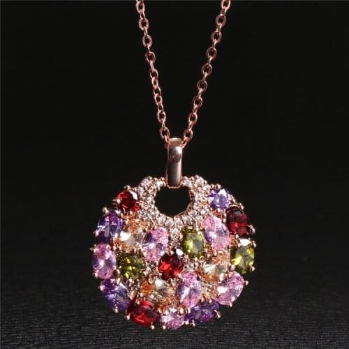 2021 New Original Fashion Jewelry Crystal from Swarovskis Mona Lisa Colored Zircon Pendant Round Flower Moon Round Necklace