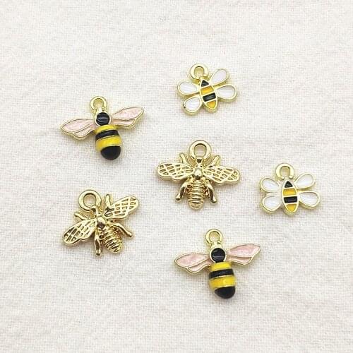 New Arrival! 100pcs Zinc Alloy Enamel Pendants Bee Charm For Hand Made Necklace Earrings DIY parts,Jewelry Findings & Components