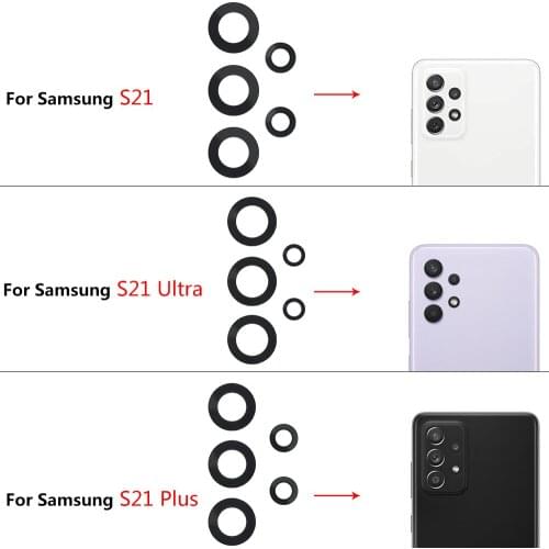 5PCS Rear Camera Glass Lens With Glue Sticker Adhesive Phone Parts For Samsung A32 A52 A72 A82 S21 Plus S21 Ultra