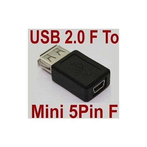 Wholesale 100pcs/lot Black Mini USB 5pin Female To USB A Type 2.0 Female Connector Extension Adapter
