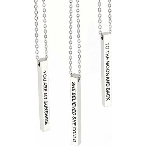 New Arrival 50cm Personalized Bar Pendant Necklace Stainless Steel Inspirational Choker Necklace Jewelry