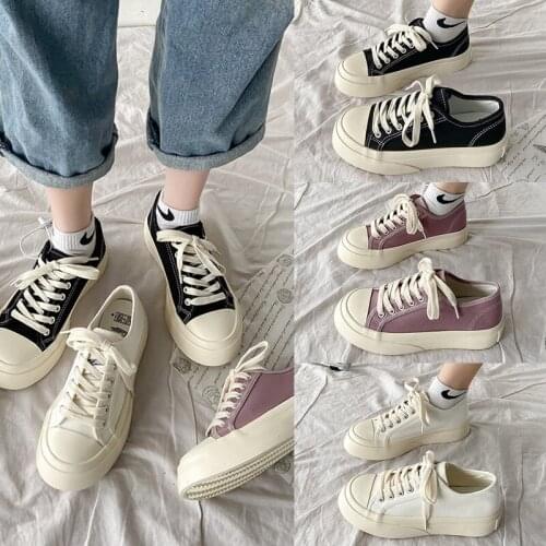 Canvas shoes womens spring and autumn thin section 2021 new students neutral wind wear casual white shoes