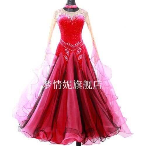 Ballroom Dancing Dress Newest Design Woman Modern Waltz Tango Dance Dress/standard Ballroom Competition Costume red
