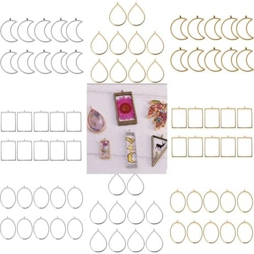 10Pcs Geometric Hollow Pressed Flower Resin Blank Frames Pendants Jewelry DIY Making tools