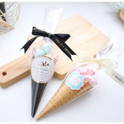 Clear Cellophane Packing Bag Transparent Cone Candy Bag For DIY Wedding Birthday Party Favors Bag Popcorn Plastic Bag