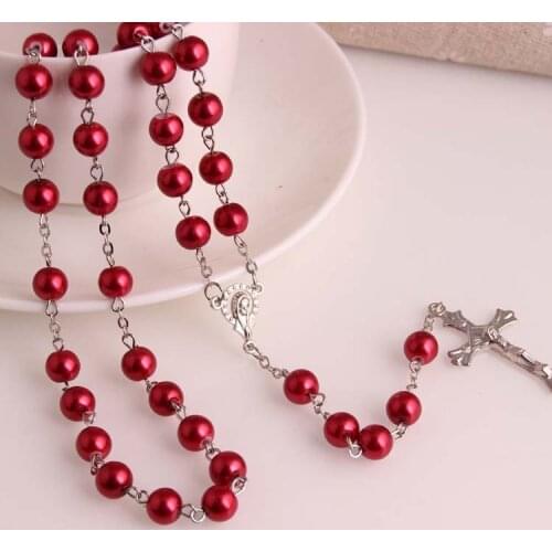 Religious Jewelry Wholesale Black Glass Pearl Rosary Cross Christian Catholic