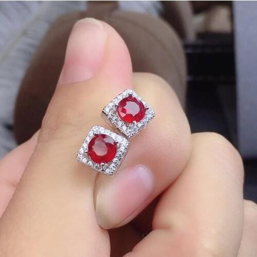 Natural And Real ruby earring gemstone Jewelry 925 sterling silver for women Earring Party Ring