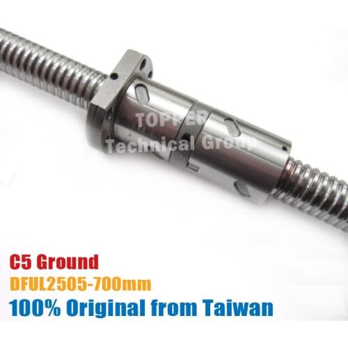 Taiwan TBI 2505 700mm ball screw 5mm lead C5 Ground with DFUL2505 ballnut left hand + end machined for CNC