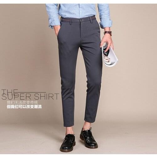Stylish Mens Dress Formal Cropped Pants Slim Fit Suit Business Trousers Pencil Pants