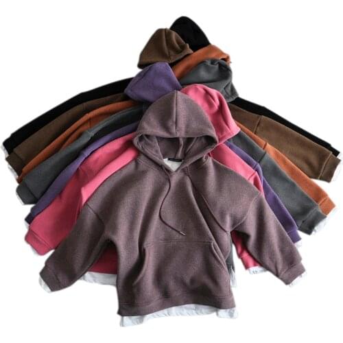 Tangada women woolen hoodie sweatshirts inside Lalambswool warm pocket 2020 winter oversize female patchwork hooded tops 7M1