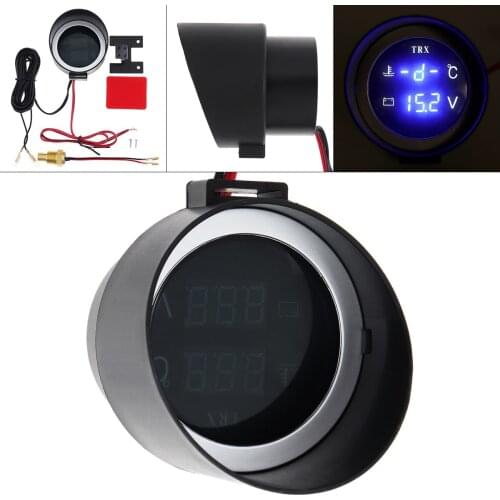 8-30V Blue Light Universal Mini LCD Digital Voltmeter Water Temp Gauge Meter with M10 Sensor Fit for 12V/24V Car Vehicles