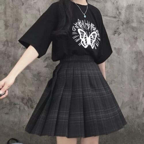 Japanese College High Waist Plaid Carbon Gray Plaid JK Uniform Skirt Pleated Skirt Spring Summer School Uniform Full Set