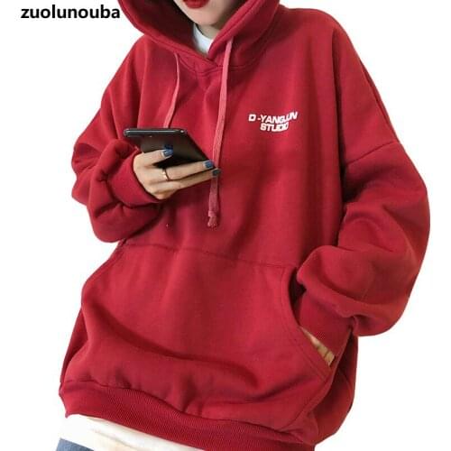 2020 Autumn And Winter New Korean Version Of The Lazy Wind Thickened Plus Velvet Ladies Hoodie Loose Wild Ins Women Sweatshirt