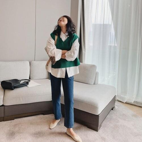 Womens Sweater Y2k Vests For Women Top Jumper Vintage Clothes Aesthetic Green Style Za Sleeveless Jacket Sueters De Mujer Indie